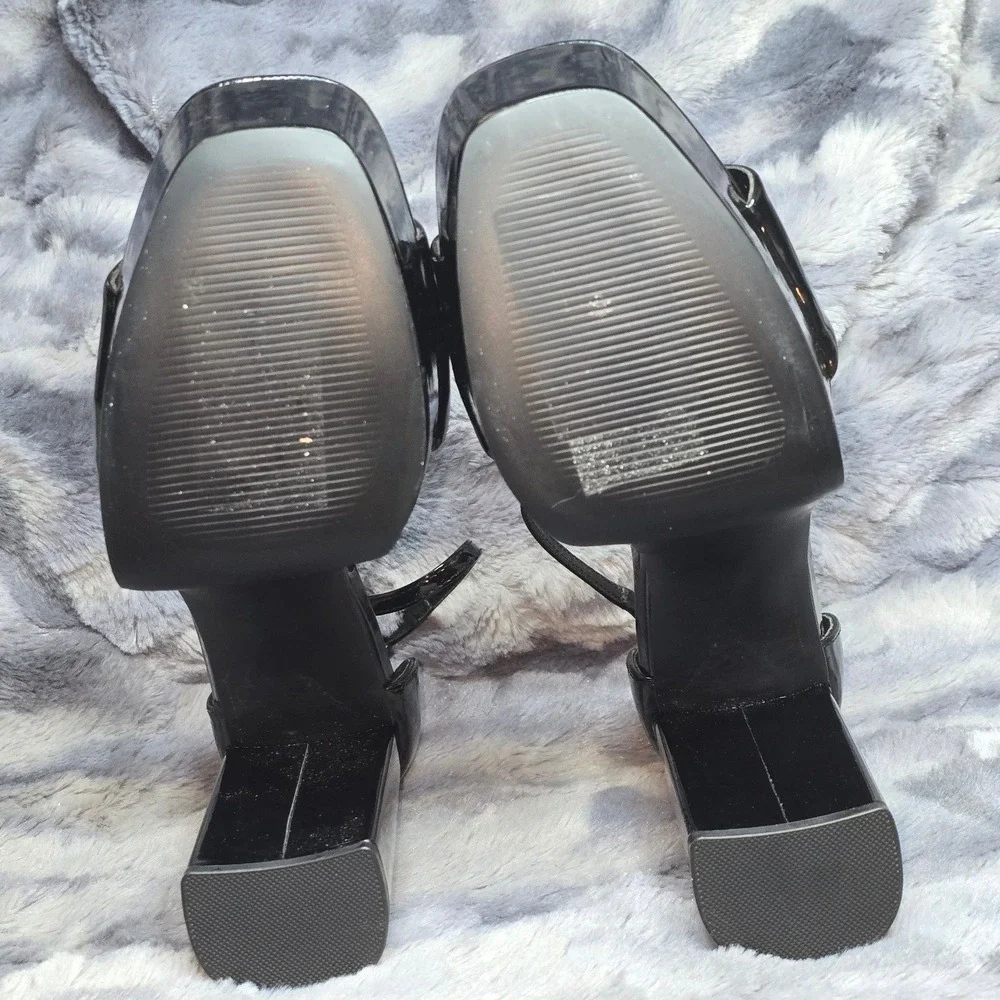 NWB Madden‎ Girl Omega Platform Sandals Black Patent Block Heel Womens 11